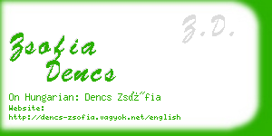 zsofia dencs business card